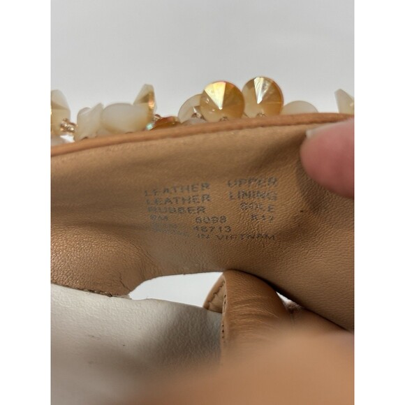 Tory Burch Beaded Slides Sandals Peach Nude Size 8 Rubber Pool Vacation Summer - Picture 11 of 13